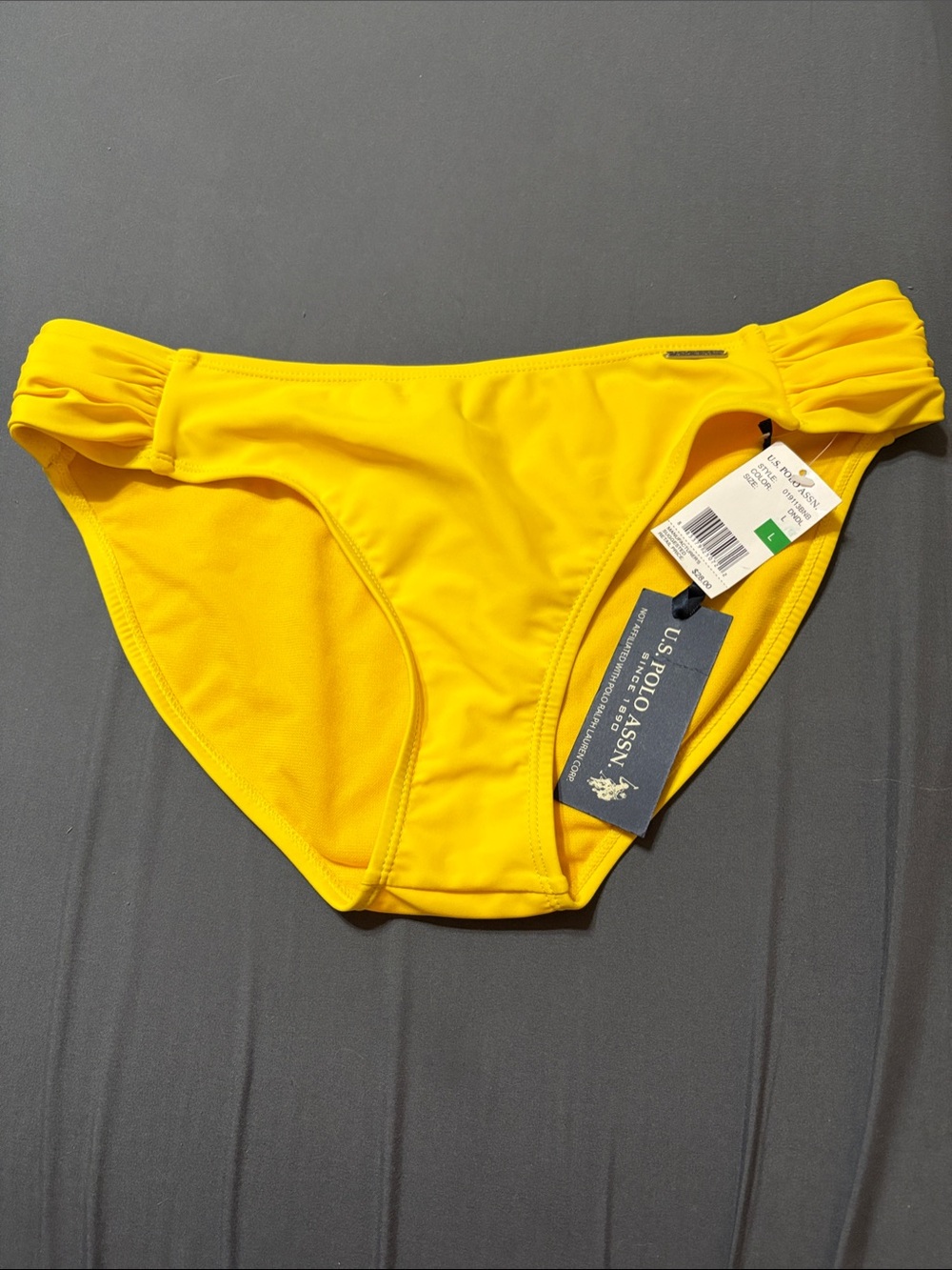 U.S. Polo Assn. Yellow Ruching Bikini Bottoms